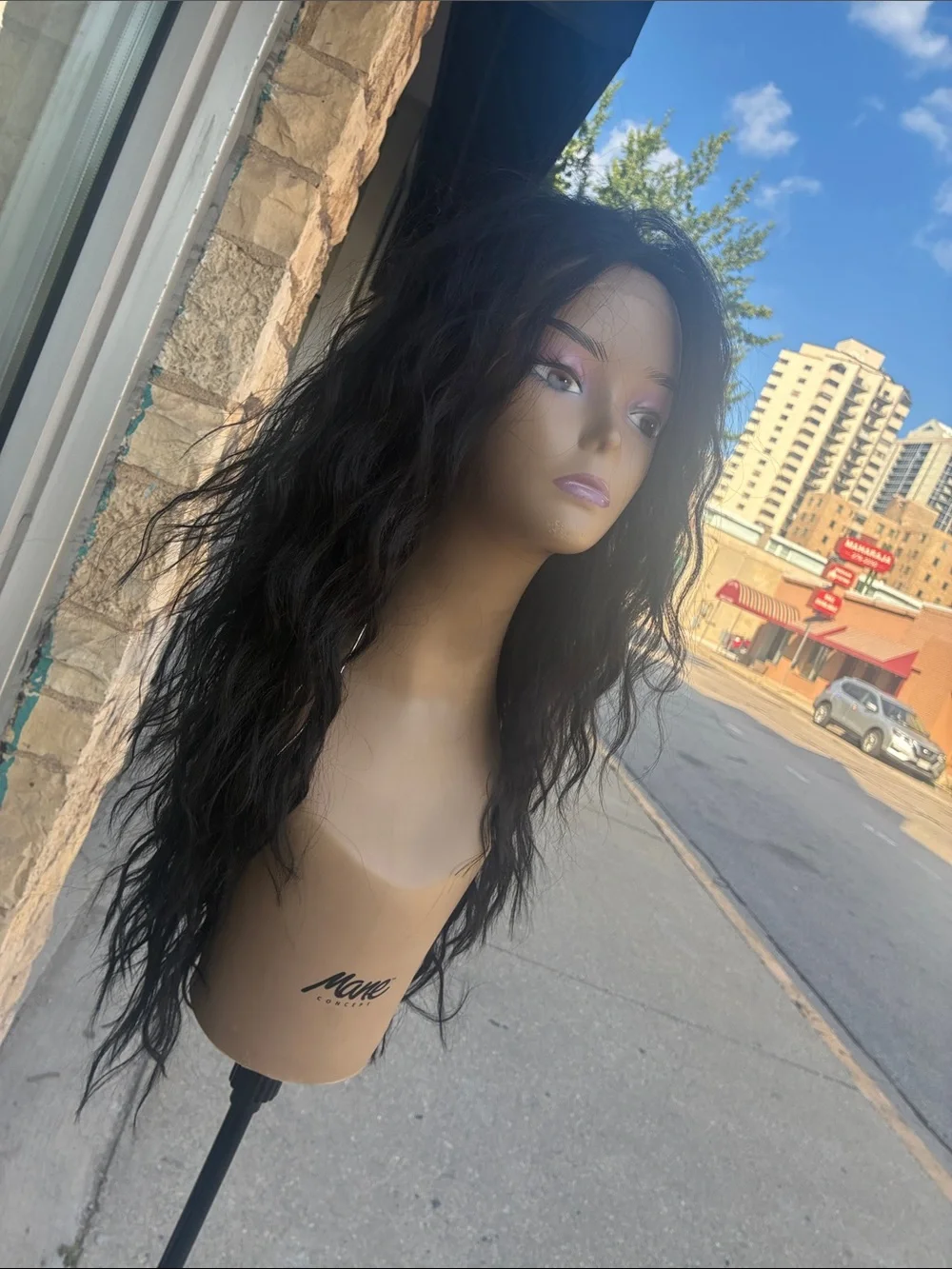 Long Black 20 inch Lace Front Wig